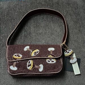 NWT From India to You Espresso Martini Beaded Brown Shoulder Bag